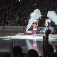 Niklas Hjalmarsson brings out Stanley Cup for banner raising ceremony