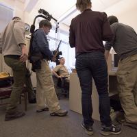 Production Company Lone Wolf sets up shots for footage for a Pentagon 9/11 documentary