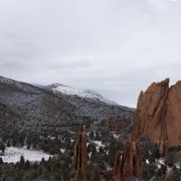 Far off view part of the Garden of the Gods in Colorado