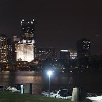 A nightime shot of Pittsburgh, PA