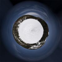 Frozen Bear Lake in Estes Park, CO made into tiny planet