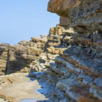 Layers of rocks near tidal pool area at Cabrillo National Monument