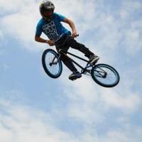 BMX rider in a ramp competition at the East Coast Surfing Championship