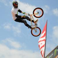 BMX rider in a ramp competition at the East Coast Surfing Championship