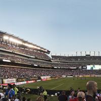 Lincoln Stadium panoramic view during a soccer game